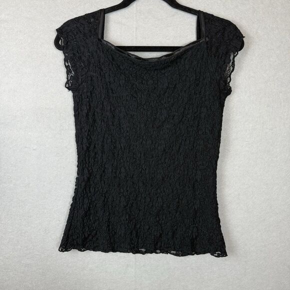 Apt 9 Black Lace Corset Style Babydoll Top M Whimsigoth Gothic Boho Romantic Y2K - Picture 7 of 7